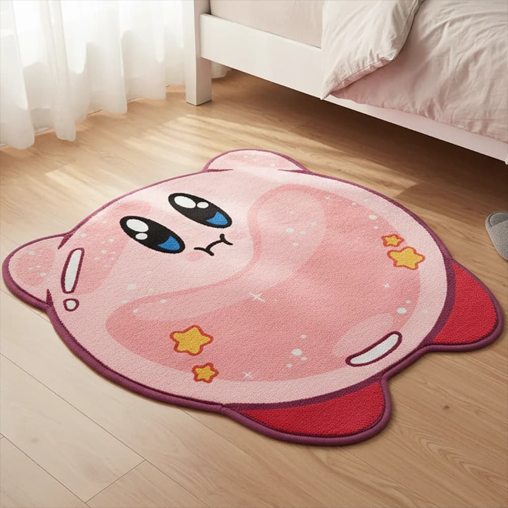 Cartoon Cute Pokemon Rug Anime Kirby Floor Rug Kids Room Gaming Decor Room Art Printed Handmade Carpet for Home Decor