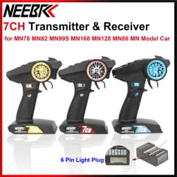 NEEBRC 7CH 2.4Ghz Radio System Transmitter with 6 Pin Light Plug Receiver 7 Channel Remote Control for MN168 MN99S MN82 MN Car