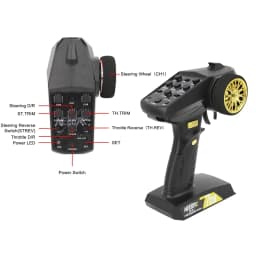 NEEBRC 7CH 2.4Ghz Radio System Transmitter with 6 Pin Light Plug Receiver 7 Channel Remote Control for MN168 MN99S MN82 MN Car