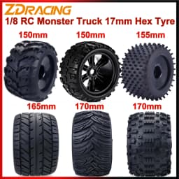 4PCS 17mm Hex 1/8 RC Monster Truck Wheel Tyre Hub Rim Rubber Tire FOR RC Car Redcat HPI Kyosho Hobao Hongnor Team Losi GM DHK