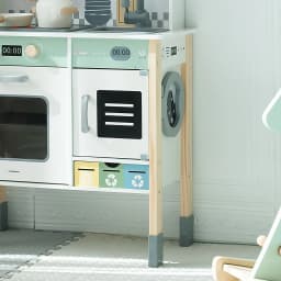 Mamabrum Large Wooden Kids Kitchen with Washing Machine Dishwasher Blackboard Set XXL Educational Montessori Toy 3 Years Old