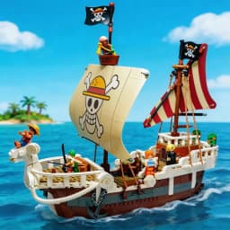One Piece Going Merry Pirate Ship Building Blocks Set Anime Collectible Assembly Model Desktop Display Gift For Fans