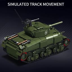 World Military War Ⅱ Sherman M4A1 Medium Tank Building Blocks Set MOC USA M4 Main Battle Tank Bricks Toys For Adult Gifts
