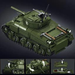 World Military War Ⅱ Sherman M4A1 Medium Tank Building Blocks Set MOC USA M4 Main Battle Tank Bricks Toys For Adult Gifts