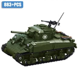 World Military War Ⅱ Sherman M4A1 Medium Tank Building Blocks Set MOC USA M4 Main Battle Tank Bricks Toys For Adult Gifts