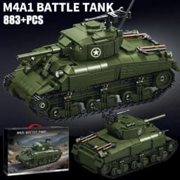 World Military War Ⅱ Sherman M4A1 Medium Tank Building Blocks Set MOC USA M4 Main Battle Tank Bricks Toys For Adult Gifts