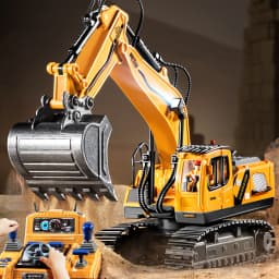2.4G Remote Control Excavator Toy, Simulation Alloy Construction Vehicle, Education RC Digger Truck for 3 Years Kids Boys Gift