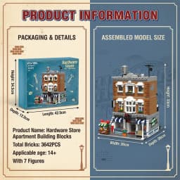 Hardware Store with 7 Figures Modular Buildings Blocks City Street View House Apartment Architecture MOC Brick Model Kit Adults DIY Collectible Gift 3642PCS