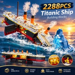 2288PCS Creative Expert Titanic Ship Building Blocks Set Movie Game Iceberg Cruise Ship Boat Wreck Model Kit Education Assembling Toys for Adults Gift Home Decoration Collection Display