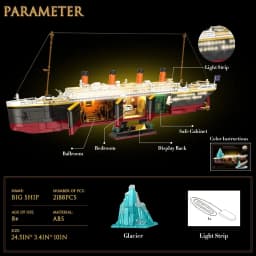 2288PCS Creative Expert Titanic Ship Building Blocks Set Movie Game Iceberg Cruise Ship Boat Wreck Model Kit Education Assembling Toys for Adults Gift Home Decoration Collection Display