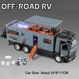 1:18 Off-road RV Diecast Models Alloy Toys Cars Folding Rearview Mirror Doors Opened with Sound Light Vehices Birthday Surprise