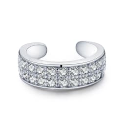 MODIAN 925 Sterling Silver Fashion Punk Cuff Earrings Sparkling Clear CZ Sparkling Clip Earrings For Women Men Unisex Jewelry