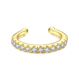 MODIAN 925 Sterling Silver Fashion Punk Cuff Earrings Sparkling Clear CZ Sparkling Clip Earrings For Women Men Unisex Jewelry
