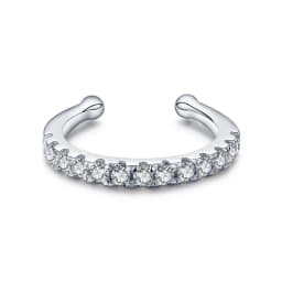 MODIAN 925 Sterling Silver Fashion Punk Cuff Earrings Sparkling Clear CZ Sparkling Clip Earrings For Women Men Unisex Jewelry