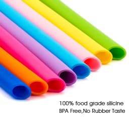 Reusable Food-grade Silicone Drinking Straws Foldable Flexible Straw with Cleaning Brushes Bar Party Supplies Recyclable