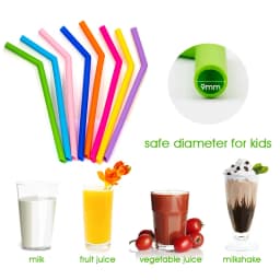 Reusable Food-grade Silicone Drinking Straws Foldable Flexible Straw with Cleaning Brushes Bar Party Supplies Recyclable