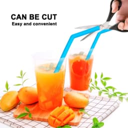 Reusable Food-grade Silicone Drinking Straws Foldable Flexible Straw with Cleaning Brushes Bar Party Supplies Recyclable