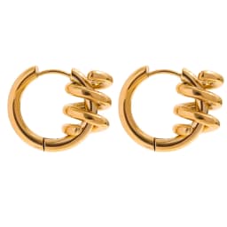 Yhpup Stainless Steel Twisted Hoop Earrings for Women Waterproof PVD Gold Plated Fashion Geometric Metal Jewelry Aretes De Mujer