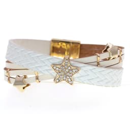 WELLMORE Trendy Charm Bracelets for Women Leather Bracelets Metal Star Bracelet Fashion Jewelry for Women Wholesale