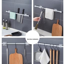2/4PCS Nail-Free Adjustable Curtain Rod Holders Clamp Hooks Kitchen Bathroom Door Self-adhesive Hook Home Accessories Wall Hook