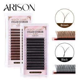 ARISON YY Lashes Black Brown Soft Invividual Eyelashes Y Shape Volume Eyelash Extension Double Tip Eye Lash Cilios YY Wholesale