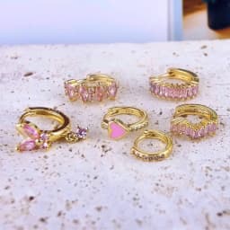 925 Sterling Silver Needle Pink Crystal Heart Hoop Earrings for Women Fashion Geometric Pendant Earrings Luxury Jewelry Gifts
