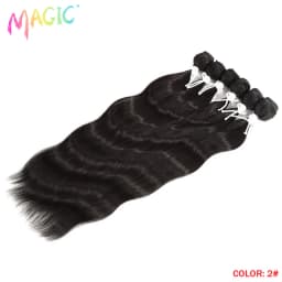 Magic Synthetic Hair 6PCS 20inches Nature Wave Hair Bundles Black Color Extensions Heat Resistant Strands of Hair Tresses