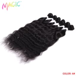 Magic Synthetic Hair 6PCS 20inches Nature Wave Hair Bundles Black Color Extensions Heat Resistant Strands of Hair Tresses
