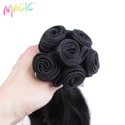 Magic Synthetic Hair 6PCS 20inches Nature Wave Hair Bundles Black Color Extensions Heat Resistant Strands of Hair Tresses