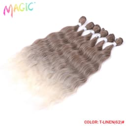 Magic Synthetic Hair 6PCS 20inches Nature Wave Hair Bundles Black Color Extensions Heat Resistant Strands of Hair Tresses