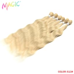 Magic Synthetic Hair 6PCS 20inches Nature Wave Hair Bundles Black Color Extensions Heat Resistant Strands of Hair Tresses