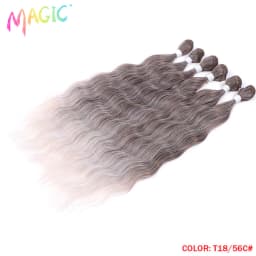 Magic Synthetic Hair 6PCS 20inches Nature Wave Hair Bundles Black Color Extensions Heat Resistant Strands of Hair Tresses