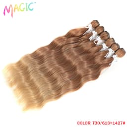 Magic Synthetic Hair 6PCS 20inches Nature Wave Hair Bundles Black Color Extensions Heat Resistant Strands of Hair Tresses