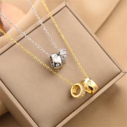 CARLIDANA Ring Pendant Necklace Luxury Rhombus Ring Crystal Necklace Non Tarnish Gold Color Jewelry for Women