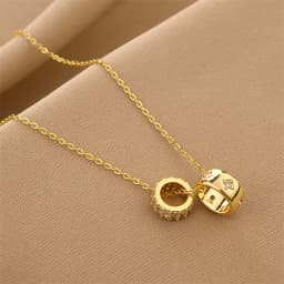 CARLIDANA Ring Pendant Necklace Luxury Rhombus Ring Crystal Necklace Non Tarnish Gold Color Jewelry for Women