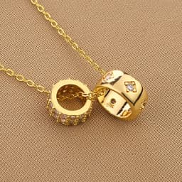 CARLIDANA Ring Pendant Necklace Luxury Rhombus Ring Crystal Necklace Non Tarnish Gold Color Jewelry for Women