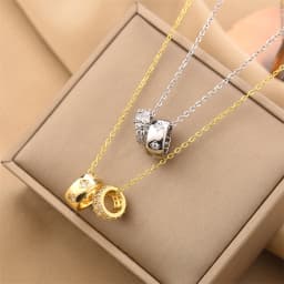 CARLIDANA Ring Pendant Necklace Luxury Rhombus Ring Crystal Necklace Non Tarnish Gold Color Jewelry for Women