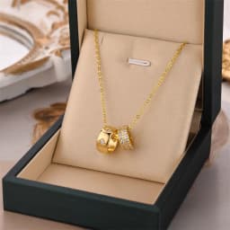 CARLIDANA Ring Pendant Necklace Luxury Rhombus Ring Crystal Necklace Non Tarnish Gold Color Jewelry for Women