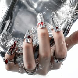 Silver Color Trendy Fashion Nail Ring Armor Set Irregular Adjustable Open Rings Jewelry Accessory for Women Gift Idea