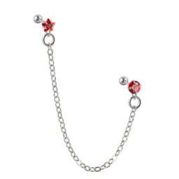 1Pcs Stainless Steel Chain Double Hole Fashion Heart Round Star Zircon Cartilage Earring for Women Helix Piercing Dangle Jewelry