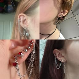 1Pcs Stainless Steel Chain Double Hole Fashion Heart Round Star Zircon Cartilage Earring for Women Helix Piercing Dangle Jewelry