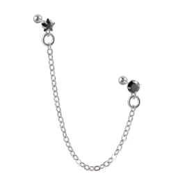 1Pcs Stainless Steel Chain Double Hole Fashion Heart Round Star Zircon Cartilage Earring for Women Helix Piercing Dangle Jewelry