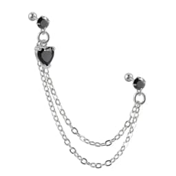 1Pcs Stainless Steel Chain Double Hole Fashion Heart Round Star Zircon Cartilage Earring for Women Helix Piercing Dangle Jewelry