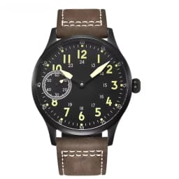 44mm Corgeut Men's Casual Watch Seagull ST36 Manual Winding Movement Leather Strap