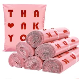 50Pcs PE Mailing Bags THANK YOU Heart Pattern Envelope Courier Bag PE Waterproof Thicken Express Postal Foldable Shopping Bag