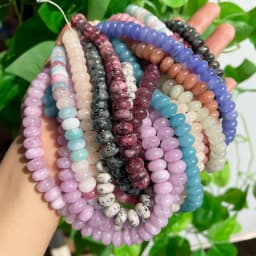Natural Gem Stone Morganite Angelite Jades Aquamarines Rondelle Spacer Beads for Jewelry Making DIY Bracelet 15'' Wholesale