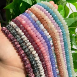 Natural Gem Stone Morganite Angelite Jades Aquamarines Rondelle Spacer Beads for Jewelry Making DIY Bracelet 15'' Wholesale
