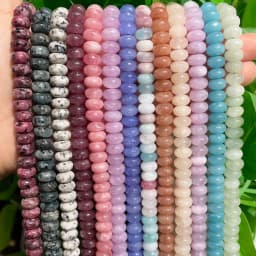 Natural Gem Stone Morganite Angelite Jades Aquamarines Rondelle Spacer Beads for Jewelry Making DIY Bracelet 15'' Wholesale