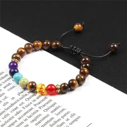 2Pcs Natural Stone 7 Chakra Healing Beaded Adjustable Braided Bracelets Men 8mm Lava Stretch Bracelet Women Reiki Buddha Jewelry
