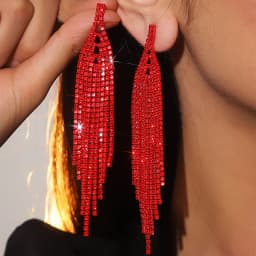 New Luxury Blue Colorful Long Tassel Earrings for Women Bridal Dangle Earrings Full Rhinestone Party Earring Wedding